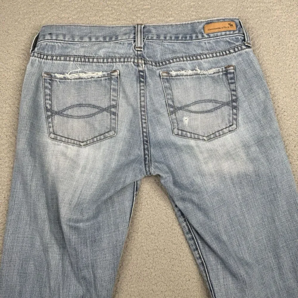 VTG Abercrombie & Fitch Jeans Womens 4 Light Blue Bootcut Flare Low Rise Y2K